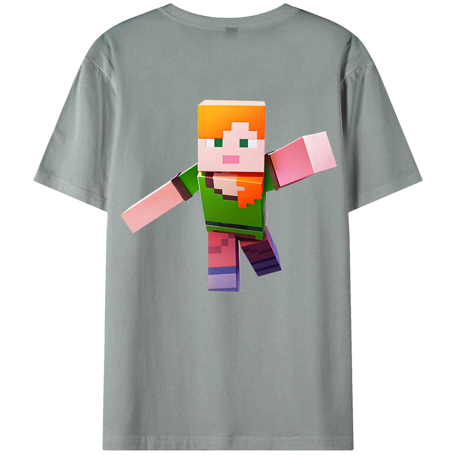 （画像用） マインクラフト ブロックの世界 Minecraft MC Block world 綿100％ メンズ半袖Tシャツ（バックプリント） 通気性